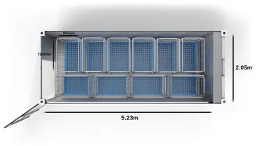 20英尺 UltraFreezer 可容纳10辆推车